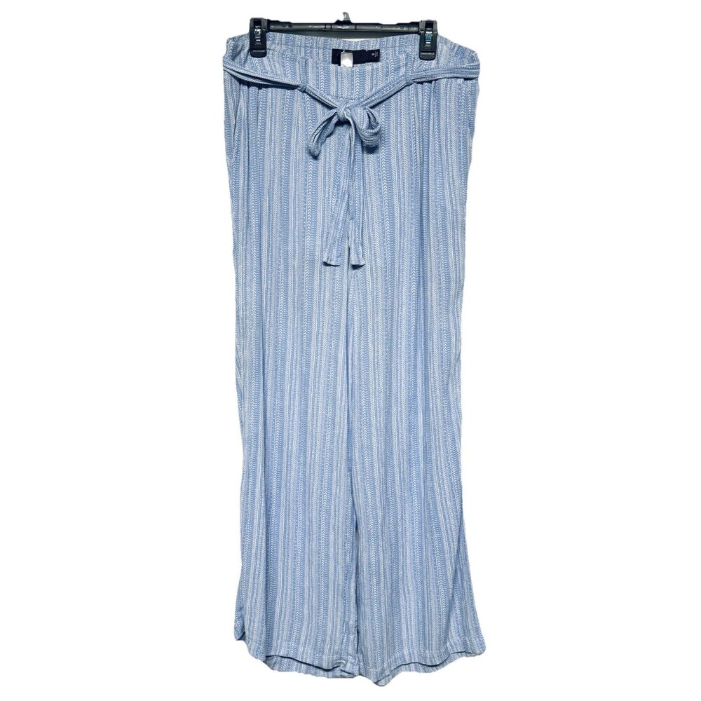 Torrid Palazzo Blue / White Elastic Waist Pants Upper Lined with Belt size 0